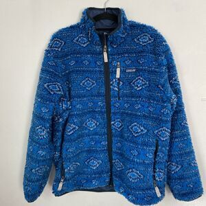 Patagonia Retro X Deep Pile Fleece Jacket 2012 Full Zip Blue Mens Size L